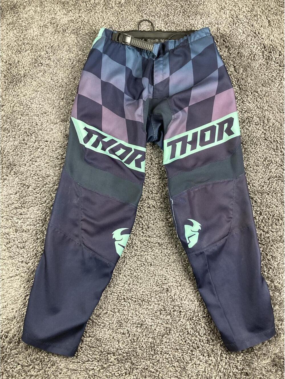 Thor Sector Birdrock Motocross Pants Hip Pads Purple Teal MX Dirt Bike Sz 28